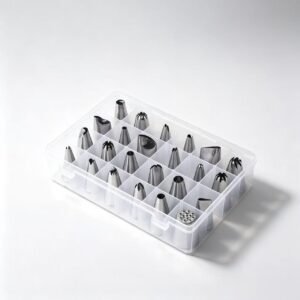 24-Piece 304 Stainless Steel Piping Nozzles Set – Medium Size, Assorted Patterns for Cake Decorating